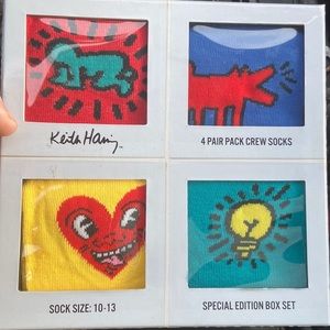 (NWT) x4 Pairs of Keith Haring Art Socks Special Edition Box Set